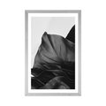 POSTER WITH MOUNT ENCHANTING MONSTERA LEAF IN BLACK AND WHITE - BLACK AND WHITE - POSTERS