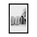 POSTER WITH MOUNT TASTY MACARONS IN BLACK AND WHITE - BLACK AND WHITE - POSTERS