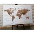 CANVAS PRINT BEAUTIFUL VINTAGE MAP OF THE WORLD WITH A WHITE BACKGROUND - PICTURES OF MAPS - PICTURES