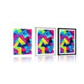 POSTER CU PASSEPARTOUT MODEL GEOMETRIC CU EFECT GRUNGE - POP ART - POSTERE