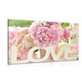 CANVAS PRINT WITH THE ROMANTIC INSCRIPTION LOVE - PICTURES WITH INSCRIPTIONS AND QUOTES - PICTURES