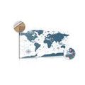 DECORATIVE PINBOARD MAP IN BLUE DESIGN - PICTURES ON CORK - PICTURES