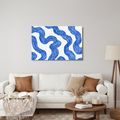 TABLEAU SUR TOILE – COURBES FLUIDES BLEUES ABSTRAITES - IMAGES FORMES ABSTRAITES - TABLEAUX