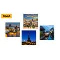 CANVAS PRINT SET ROMANTIC NIGHT PARIS - SET OF PICTURES - PICTURES