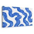 TABLEAU SUR TOILE – COURBES FLUIDES BLEUES ABSTRAITES - IMAGES FORMES ABSTRAITES - TABLEAUX