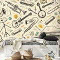 TAPET INSTRUMENTE MUZICALE ÎN STIL VINTAGE - FOTOTAPETE MUZICALE - TAPETURI