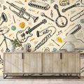 TAPET INSTRUMENTE MUZICALE ÎN STIL VINTAGE - FOTOTAPETE MUZICALE - TAPETURI