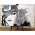 CANVAS PRINT BLACK AND WHITE PORTRAIT OF A WOMAN - BLACK AND WHITE PICTURES - PICTURES