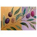 TABLEAU SUR TOILE – OLIVES VIOLETTES SUR UNE BRANCHE - TABLEAUX ARBRES ET FEUILLES - TABLEAUX