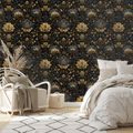 FOTOTAPETA ZLATÉ KVĚTY NA TMAVÉM POZADÍ - VZOROVANÉ TAPETY - TAPETY