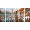 5-PIECE CANVAS PRINT RIVER AMIDST AUTUMN NATURE - PICTURES OF NATURE AND LANDSCAPE - PICTURES