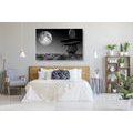 CANVAS PRINT FOLDED STONES IN A MOONLIGHT IN BLACK AND WHITE - BLACK AND WHITE PICTURES - PICTURES