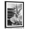 POSTER WITH MOUNT MEDITATIVE ZEN COMPOSITION IN BLACK AND WHITE - BLACK AND WHITE - POSTERS