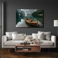 QUADRO SU TELA – BARCA SU LAGO DI MONTAGNA - QUADRI LAGHI - STAMPE E QUADRI