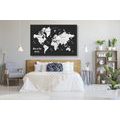 CANVAS PRINT BLACK AND WHITE UNIQUE WORLD MAP - PICTURES OF MAPS - PICTURES