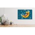 CANVAS PRINT TEDDY BEAR ON THE MOON - CHILDRENS PICTURES - PICTURES