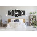 5-PIECE CANVAS PRINT HARMONIOUS YIN AND YANG - BLACK AND WHITE PICTURES - PICTURES