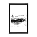 POSTER WITH MOUNT YACHT AT SEA IN BLACK AND WHITE - BLACK AND WHITE - POSTERS