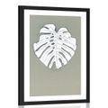 POSTER WITH MOUNT WHITE MONSTERA LEAF - MOTIFS FROM OUR WORKSHOP - POSTERS