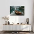 QUADRO SU TELA – BARCA SU LAGO DI MONTAGNA - QUADRI LAGHI - STAMPE E QUADRI