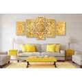 5-PIECE CANVAS PRINT GOLDEN ETHNIC MANDALA - PICTURES FENG SHUI - PICTURES