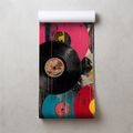 TAPETE BUNTE RETRO-VINYLPLATTEN - MUSIK FOTOTAPETEN - TAPETEN