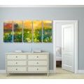 5-PIECE CANVAS PRINT OIL PAINTING OF MEADOW FLOWERS - PICTURES OF NATURE AND LANDSCAPE - PICTURES