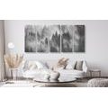 5-PIECE CANVAS PRINT MOUNTAINS IN THE FOG IN BLACK AND WHITE - BLACK AND WHITE PICTURES - PICTURES