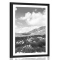 POSTER WITH MOUNT VALLEY IN MONTENEGRO IN BLACK AND WHITE - BLACK AND WHITE - POSTERS