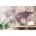 SELF ADHESIVE WALLPAPER BROWN-PURPLE MAP ON A WOODEN BACKGROUND - SELF-ADHESIVE WALLPAPERS - WALLPAPERS