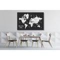 CANVAS PRINT BLACK AND WHITE UNIQUE WORLD MAP - PICTURES OF MAPS - PICTURES