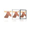 POSTER CUTE REINDEER WITH INDIAN FEATHERS - ANIMALS - POSTERS