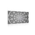 CANVAS PRINT ORNAMENTAL MANDALA WITH LACE IN BLACK AND WHITE - BLACK AND WHITE PICTURES - PICTURES