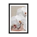 POSTER WITH MOUNT WHITE ORCHID ON A CANVAS - FLOWERS - POSTERS
