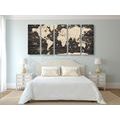 5-PIECE CANVAS PRINT MAP ON A WOODEN BACKGROUND - PICTURES OF MAPS - PICTURES