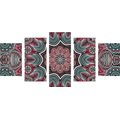5-DELNA SLIKA INDIJSKA MANDALA Z ROŽASTIM VZORCEM - SLIKE FENG SHUI - SLIKE