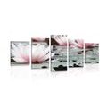 IMPRESSION SUR TOILE EN 5 PARTIES FLEUR DE LOTUS - IMPRESSIONS SUR TOILE FLEURS - IMPRESSION SUR TOILE