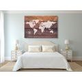 CANVAS PRINT DECENT MAP WITH A WOODEN BACKGROUND - PICTURES OF MAPS - PICTURES