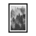 POSTER WITH MOUNT MOUNTAINS IN THE FOG IN BLACK AND WHITE - NATURE - POSTERS