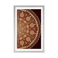 POSTER WITH MOUNT ORNAMENTAL MANDALA WITH A LACE IN BURGUNDY COLOR - FENG SHUI - POSTERS