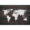 CANVAS PRINT WORLD MAP ON WOOD - PICTURES OF MAPS - PICTURES