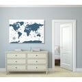 CANVAS PRINT MAP IN BLUE DESIGN - PICTURES OF MAPS - PICTURES