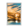 POSTER DROP OF WATER ON A GOLDEN FEATHER - STILL LIFE - POSTERS