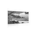 CANVAS PRINT BEAUTIFUL BEACH ON THE ISLAND OF LA DIGUE IN BLACK AND WHITE - BLACK AND WHITE PICTURES{% if product.category.pathNames[0] != product.category.name %} - PICTURES{% endif %}