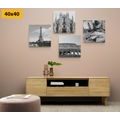 CANVAS PRINT SET WITH A HINT OF HISTORY IN BLACK AND WHITE - SET OF PICTURES - PICTURES