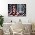 WANDBILD BLUTIGE ROTKÄPPCHEN IM WINTERWALD - WANDBILDER FÜR EIN STUDENTENZIMMER - BILDER