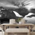 WALL MURAL MOUNTAIN PANORAMA IN BLACK AND WHITE - BLACK AND WHITE WALLPAPERS - WALLPAPERS