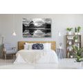 CANVAS PRINT BEAUTIFUL SUNRISE IN NEW ZEALAND IN BLACK AND WHITE - BLACK AND WHITE PICTURES - PICTURES