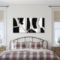 TABLEAU EN 5 PARTIES – LIGNES ABSTRAITES EN NOIR ET BLANC - IMAGES FORMES ABSTRAITES - TABLEAUX