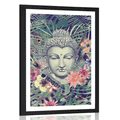 POSTER MIT PASSEPARTOUT BUDDHA AUF EXOTISCHEM HINTERGRUND - FENG SHUI - POSTER